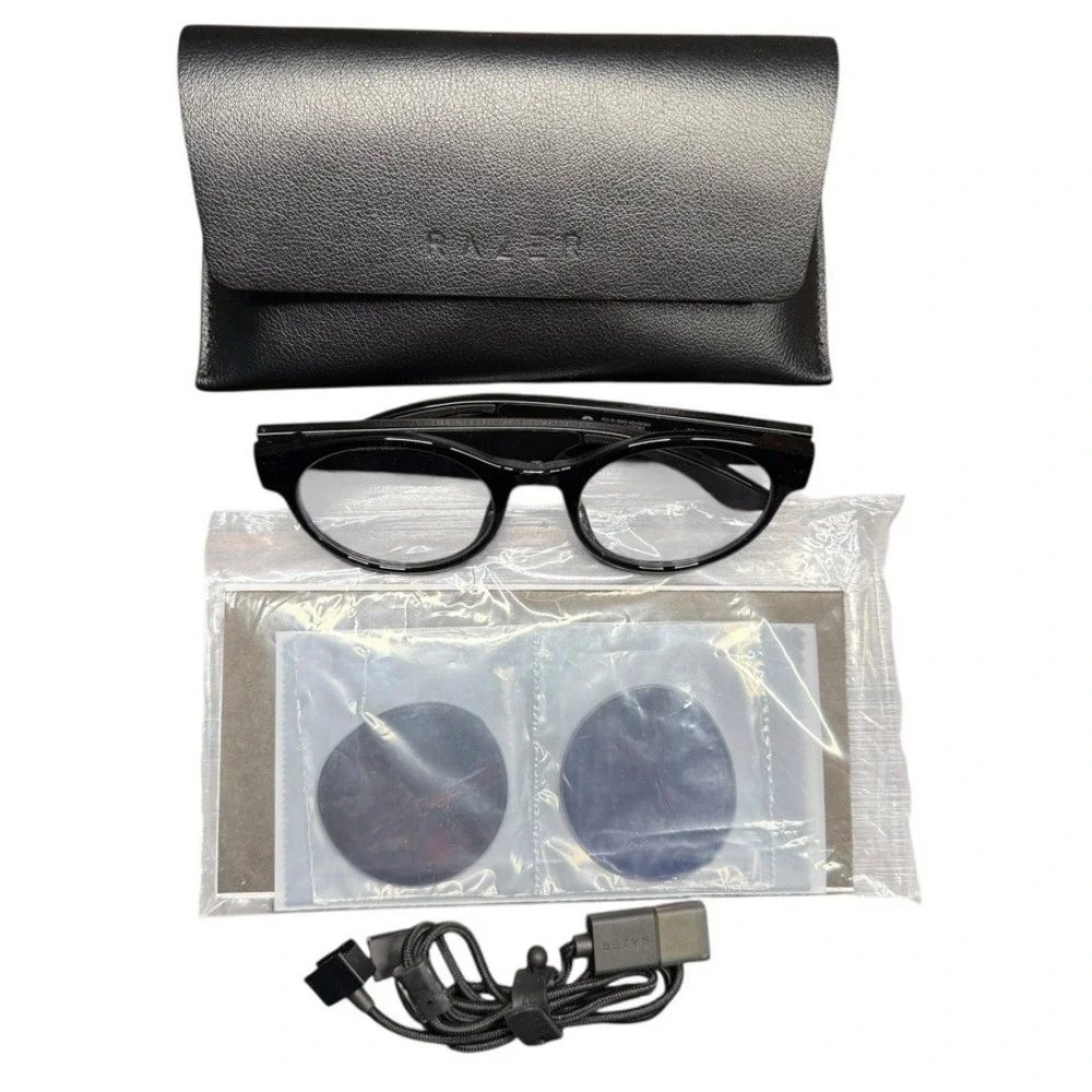 Razer Anzu Smart Glasses Round Frame Bundle w/ Blue Light Filter - Large